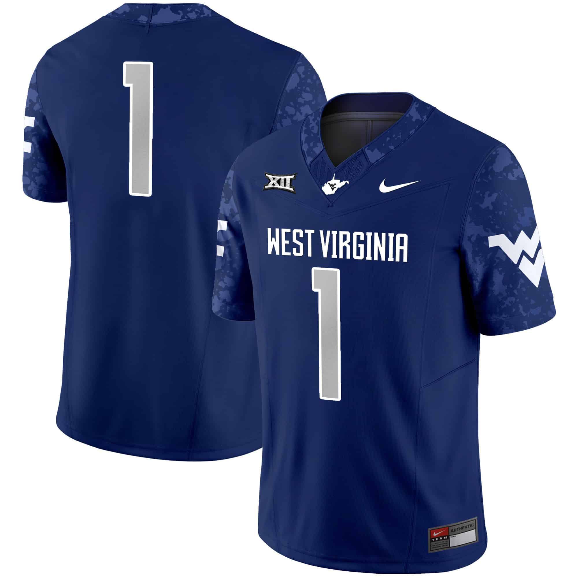 Men West Virginia Mountaineers #1 No Name Blue 2024 Nike Vapor Limited NCAA Jersey